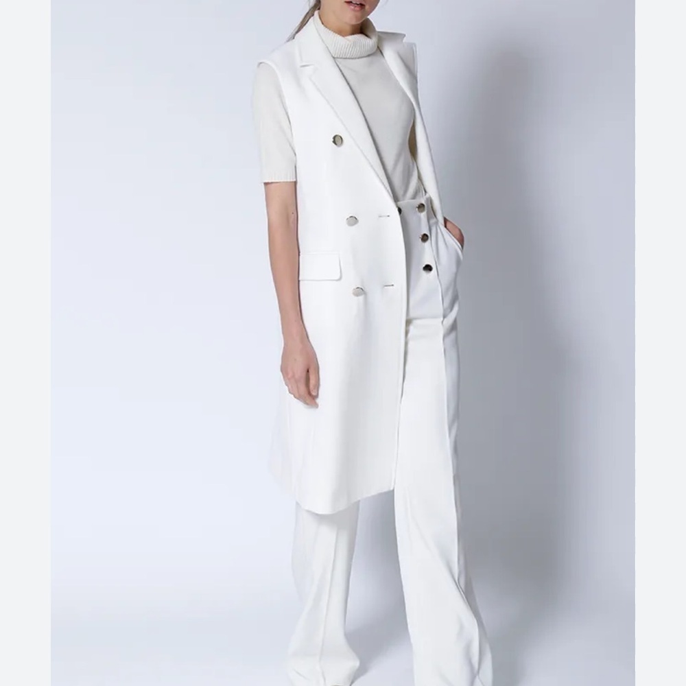 Escada Cream Waist coat vest gold button double breasted